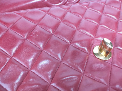 CHANEL Matelasse 33 Lambskin Shoulder Bag with Chain, Red, with Seal Card, No. 2