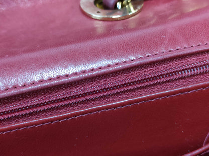 CHANEL Matelasse 33 Lambskin Shoulder Bag with Chain, Red, with Seal Card, No. 2