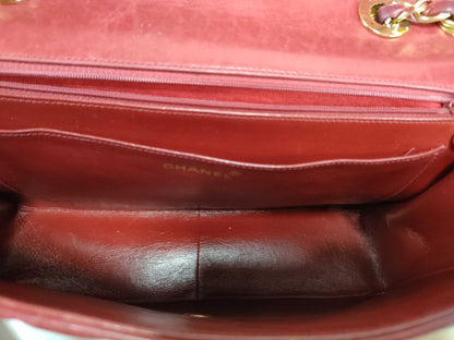 CHANEL Matelasse 33 Lambskin Shoulder Bag with Chain, Red, with Seal Card, No. 2