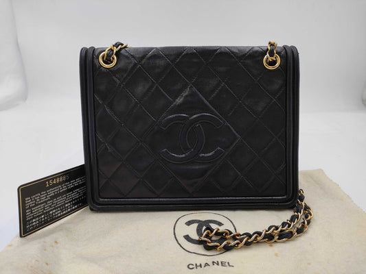 CHANEL 1548885 Lambskin Coco Mark/Chain Shoulder/Black Shoulder Bag