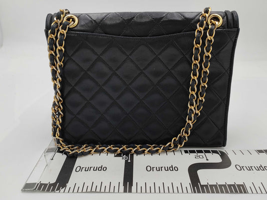 CHANEL 1548885 Lambskin Coco Mark/Chain Shoulder/Black Shoulder Bag