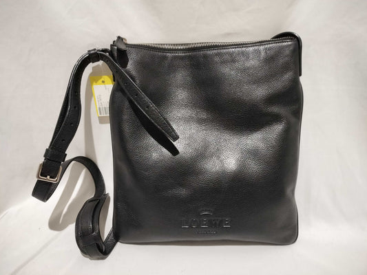 LOEWE Tiara Logo Leather Shoulder Bag Black Shoulder Bag