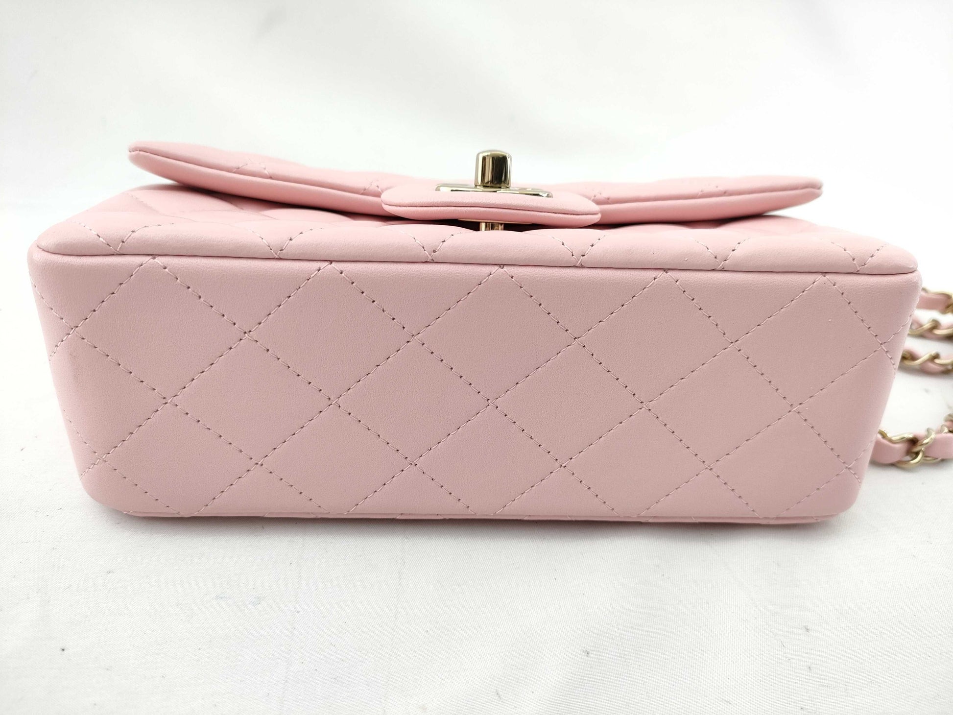 CHANEL Lambskin Single Mini Matelasse Chain Pink Shoulder Bag 