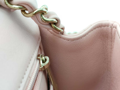 CHANEL Lambskin Single Mini Matelasse Chain Pink Shoulder Bag 
