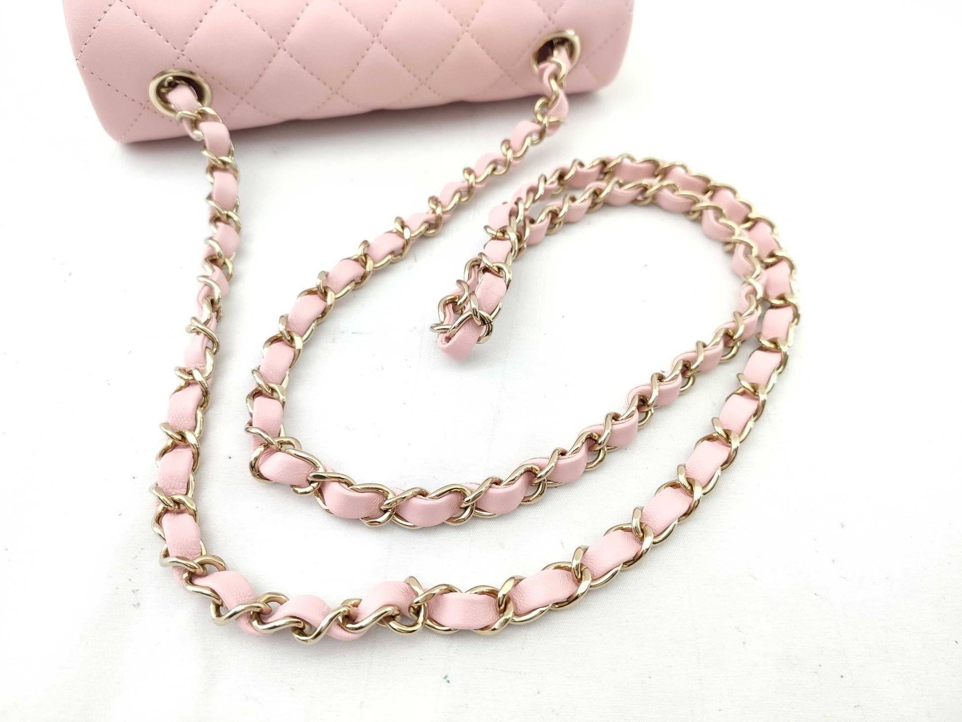 CHANEL Lambskin Single Mini Matelasse Chain Pink Shoulder Bag 