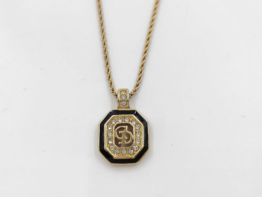 Dior Rhinestone CD Logo Necklace