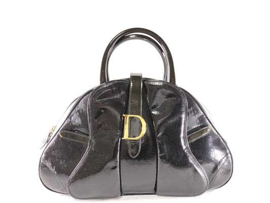Dior Trotter Double Saddle Enamel Black Tote Bag