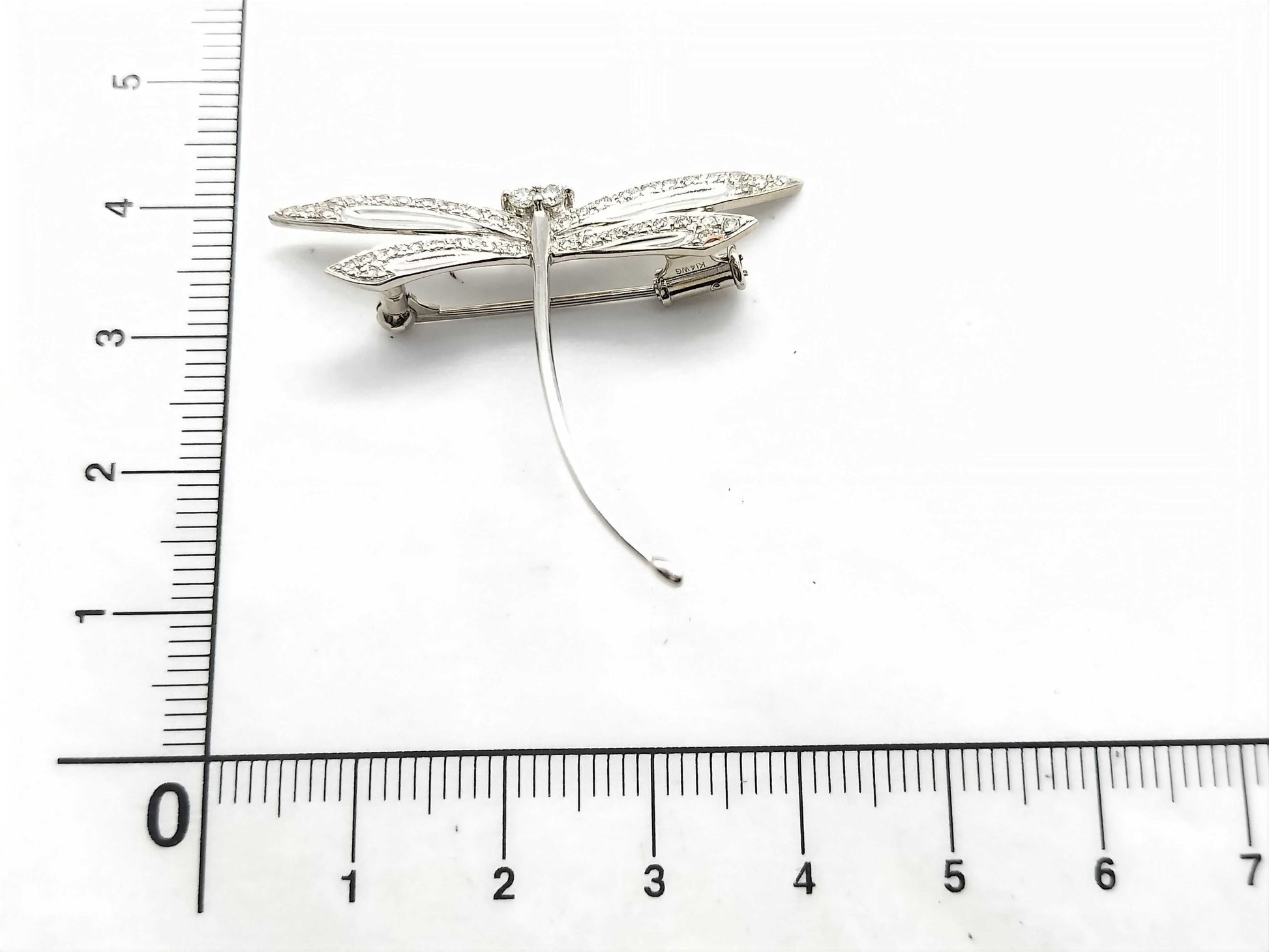 D 0.35ct K18WG/K14WG 3.9g Brooch 