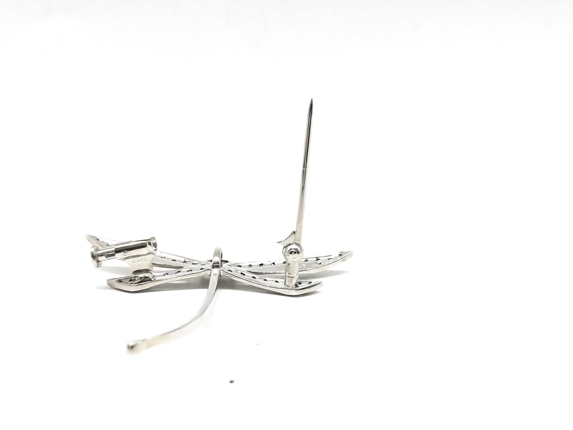 D 0.35ct K18WG/K14WG 3.9g Brooch 