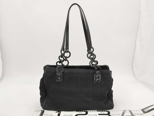 Salvatore Ferragamo Canvas Tote Bag in Black