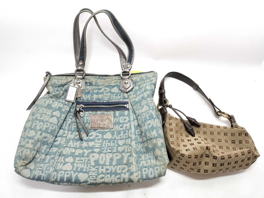 COACH Bally/Leather/Denim/All-Over Print/One-Shoulder/Handbag*2 Tote Bag