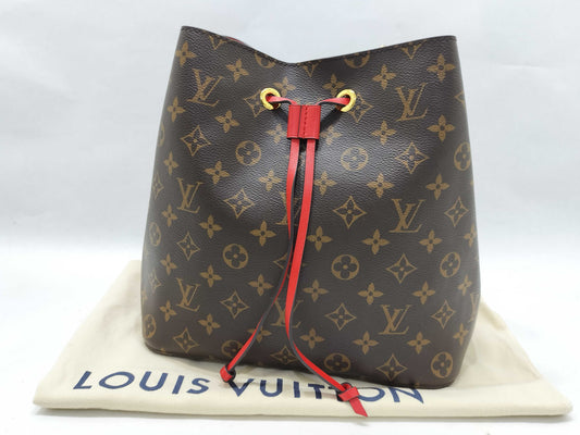 LOUIS VUITTON RFID Verified Monogram NeoNoe Coquelicot/IC Chip Shoulder Bag