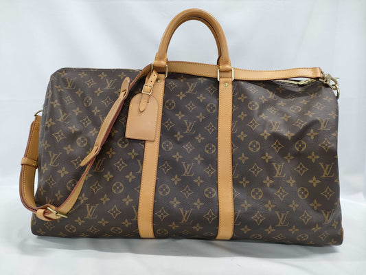 LOUIS VUITTON Monogram Keepall Bandouliere 55 Boston Bag