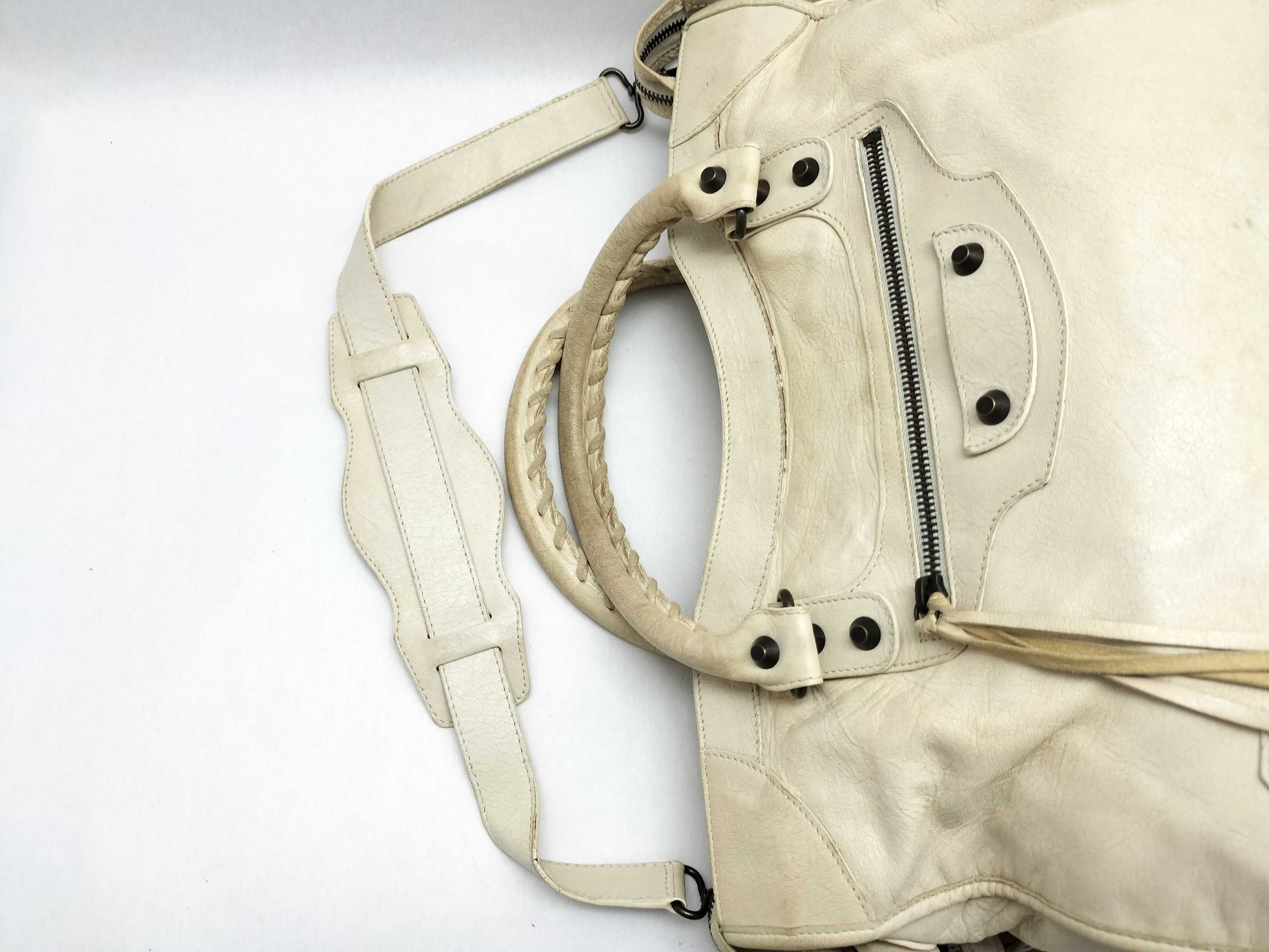 BALENCIAGA The Giant City 115748 White Shoulder Bag