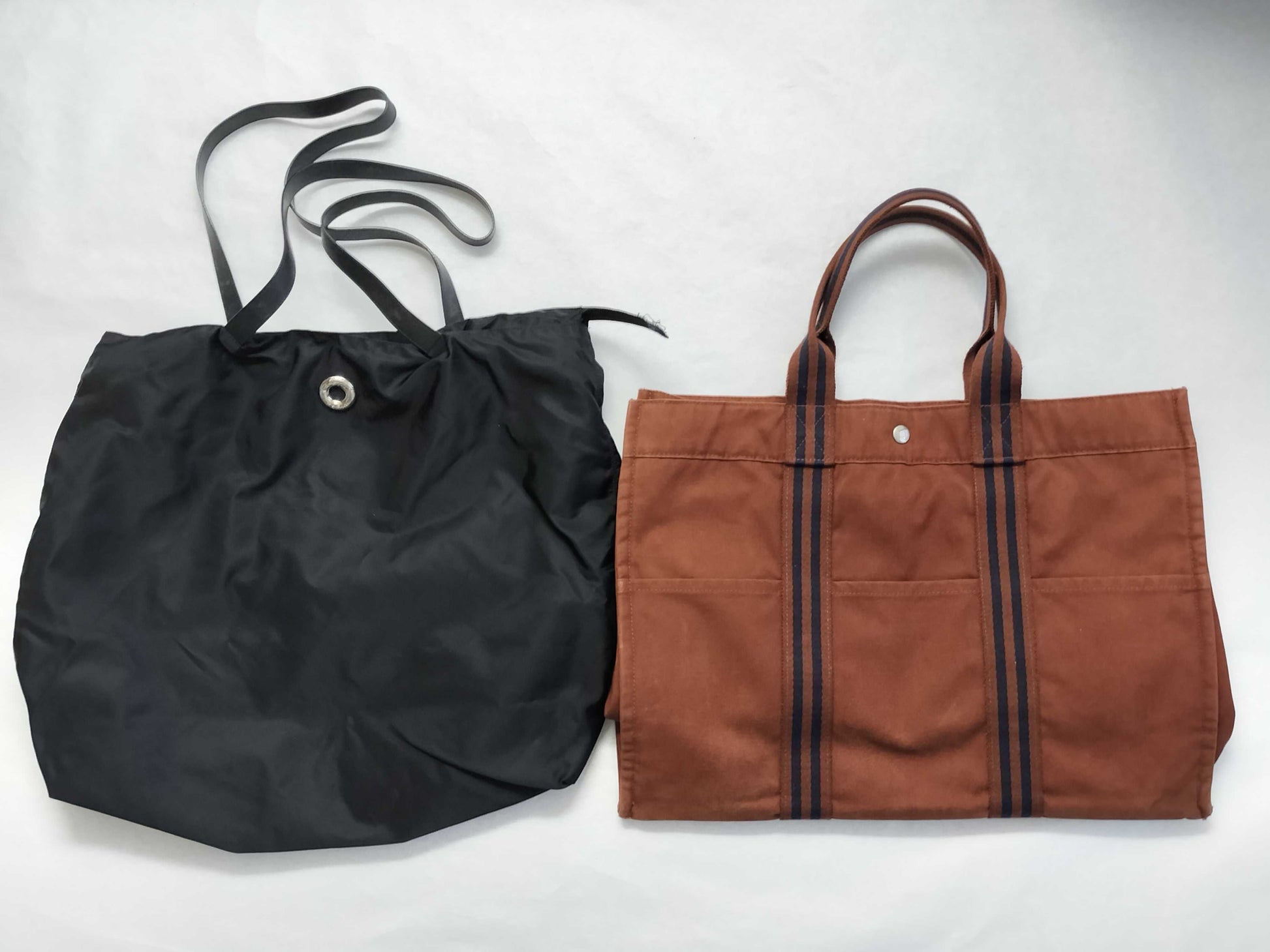 HERMES Foul Tote MM / Celine Nylon Tote Bag Set of 2