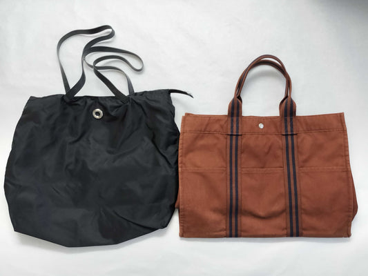 HERMES Foul Tote MM / Celine Nylon Tote Bag Set of 2