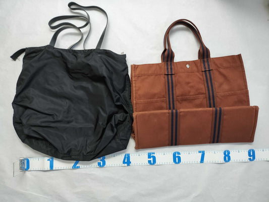 HERMES Foul Tote MM / Celine Nylon Tote Bag Set of 2