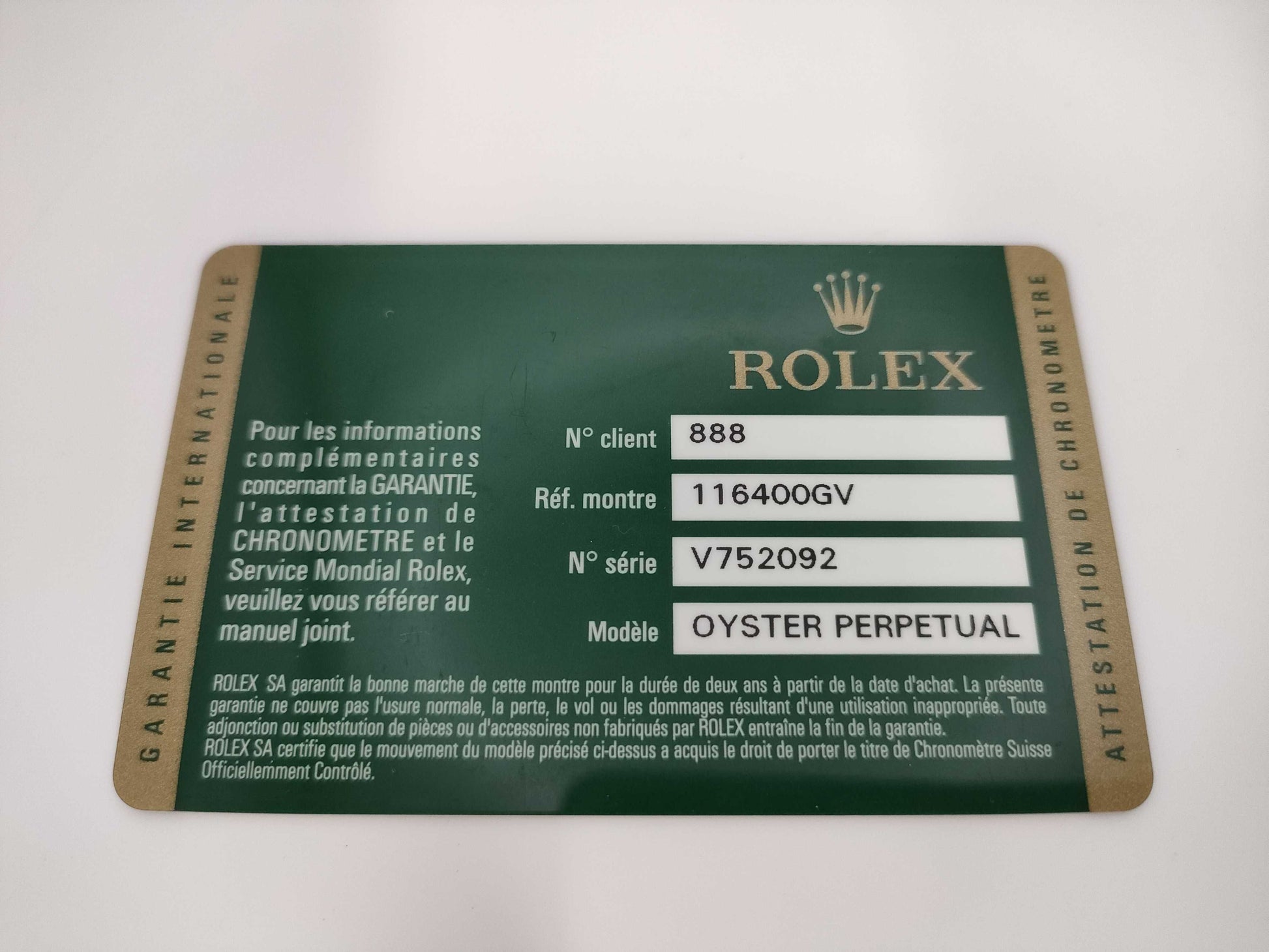 ROLEX 116400GV V752092 Black Dial Men's Watch