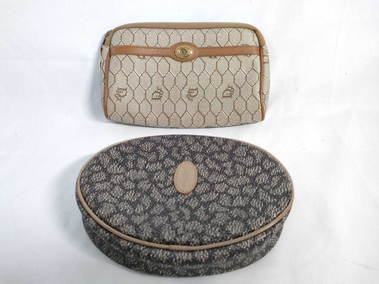 Dior Pouch PVC x Leather Honeycomb Pattern / Saint Laurent Cosmetic Pouch Pouch