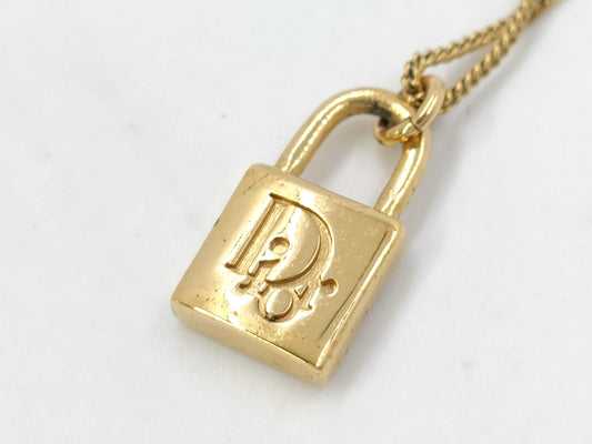 Dior Padlock Motif GD Plated Necklace