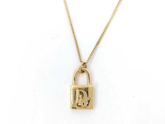 Dior Padlock Motif GD Plated Necklace