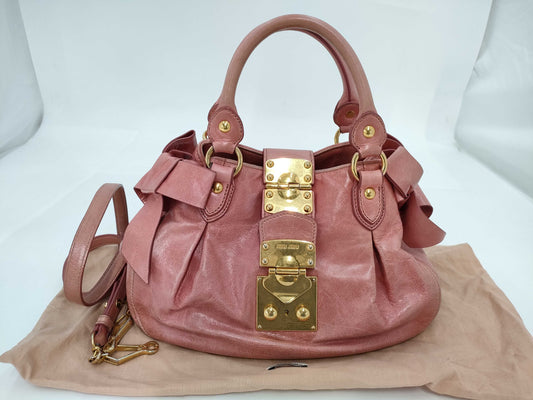 Miu Miu Leather 2-Way Pink Handbag