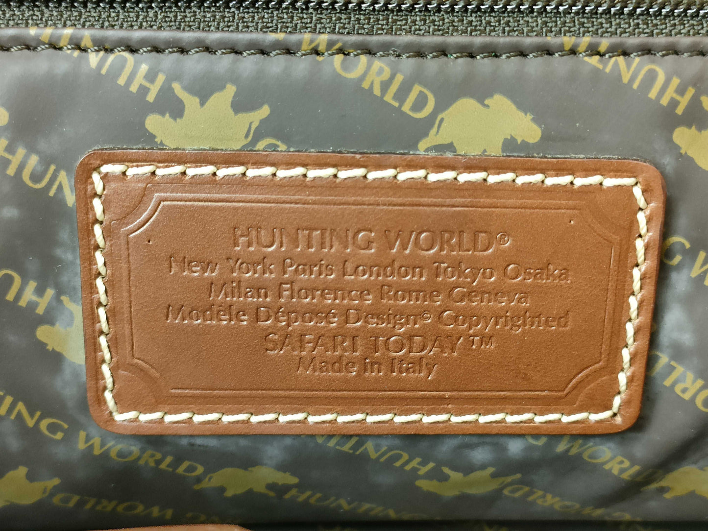 HUNTING WORLD Briefcase Tote Hand Leather Canvas Tote Bag