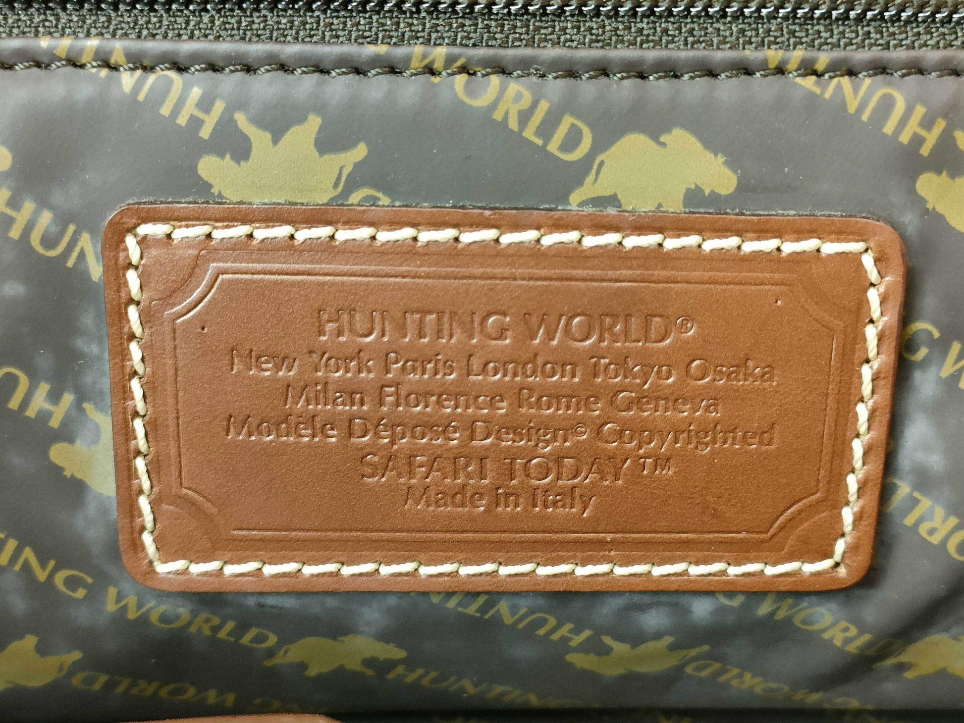 HUNTING WORLD Briefcase Tote Hand Leather Canvas Tote Bag