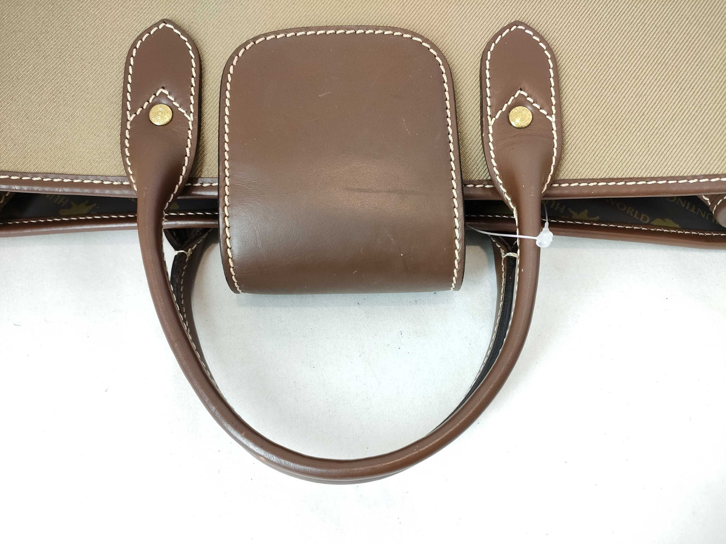 HUNTING WORLD Briefcase Tote Hand Leather Canvas Tote Bag
