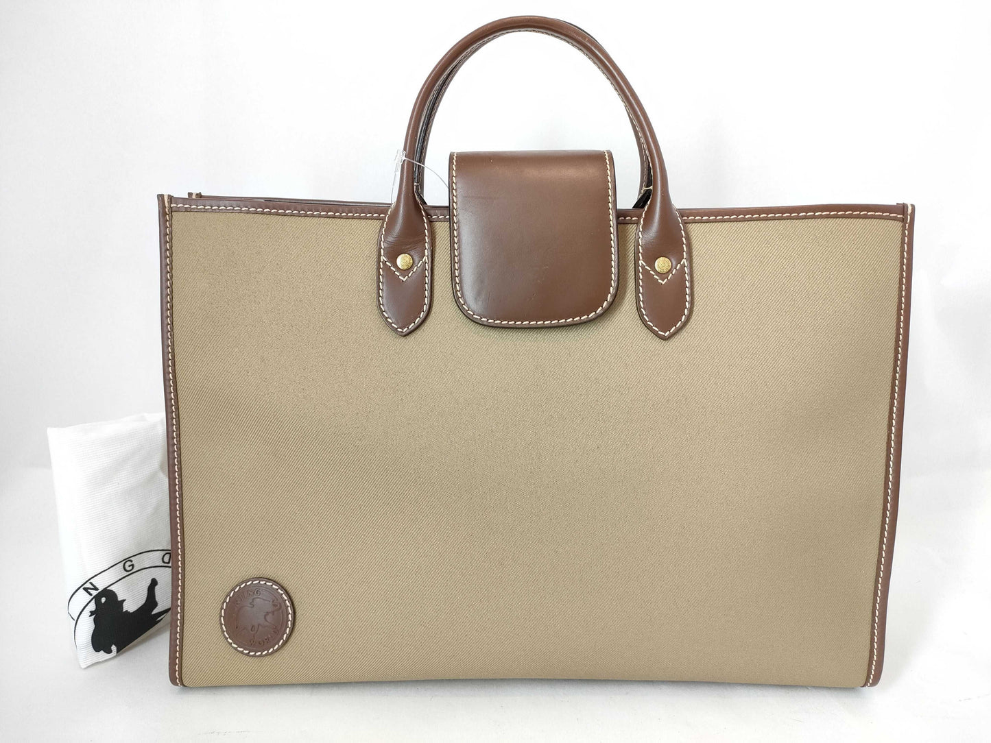 HUNTING WORLD Briefcase Tote Hand Leather Canvas Tote Bag