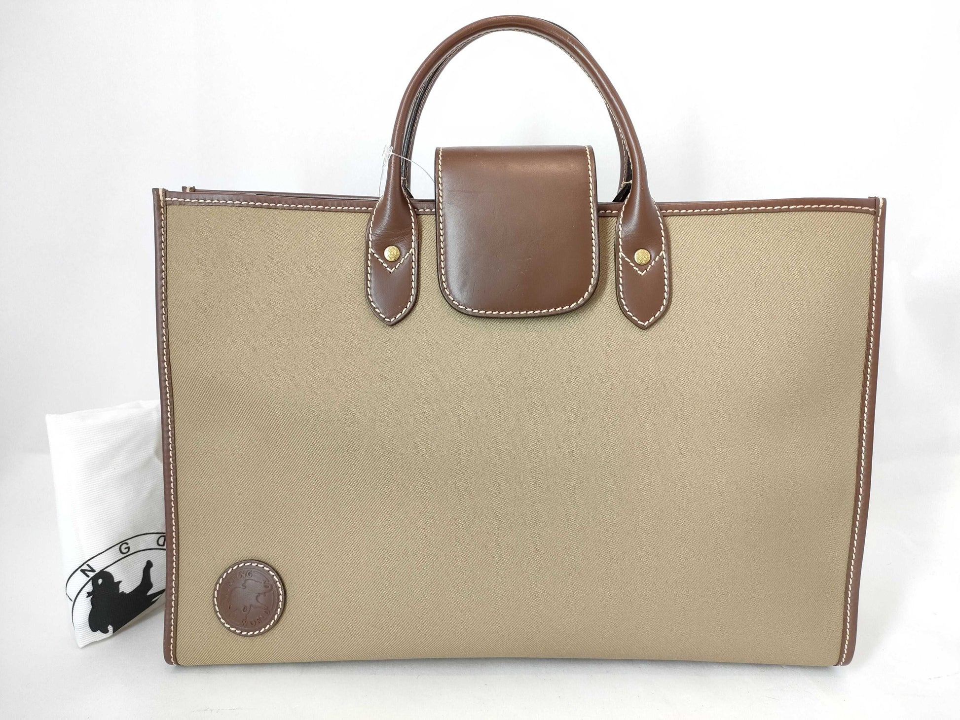 HUNTING WORLD Briefcase Tote Hand Leather Canvas Tote Bag