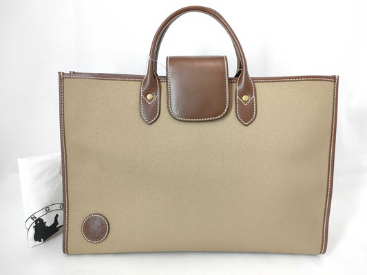 HUNTING WORLD Briefcase Tote Hand Leather Canvas Tote Bag