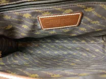 HUNTING WORLD Briefcase Tote Hand Leather Canvas Tote Bag