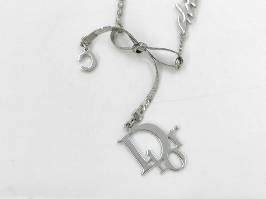 Dior Ribbon Logo Faux Pearl Choker Necklace