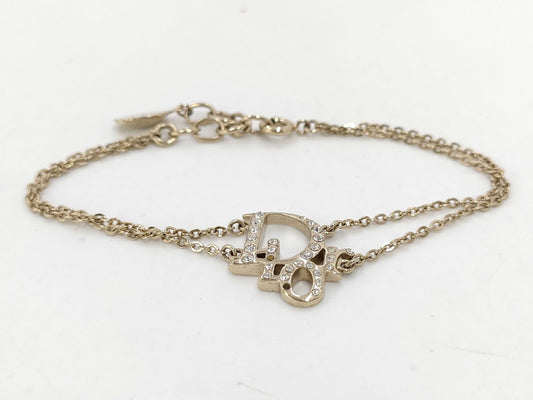 Dior Logo Gold Rhinestone Bracelet Bracelet Bangle