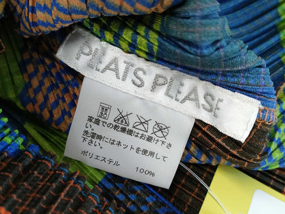 ISSEY MIYAKE Pleats Please Top Yellow-Green/Blue Top