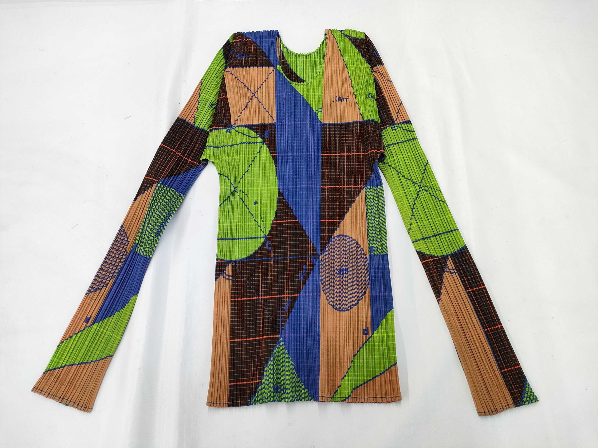 ISSEY MIYAKE Pleats Please Top Yellow-Green/Blue Top