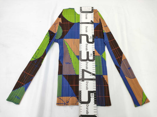 ISSEY MIYAKE Pleats Please Top Yellow-Green/Blue Top