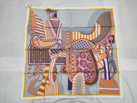HERMES Carre Carre 90 Fantasy Saddle Scarf