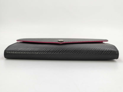 LOUIS VUITTON Epi Portefeuille Sarah Long Wallet in Noir and Hot Pink, M64322