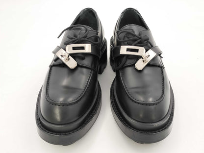 HERMES Kelly Short Boots Derby First Black Loafers