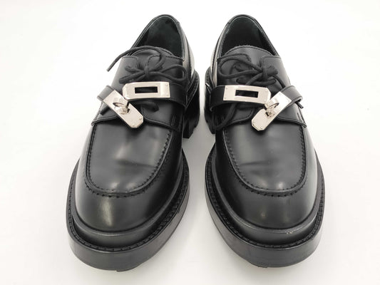 HERMES Kelly Short Boots Derby First Black Loafers