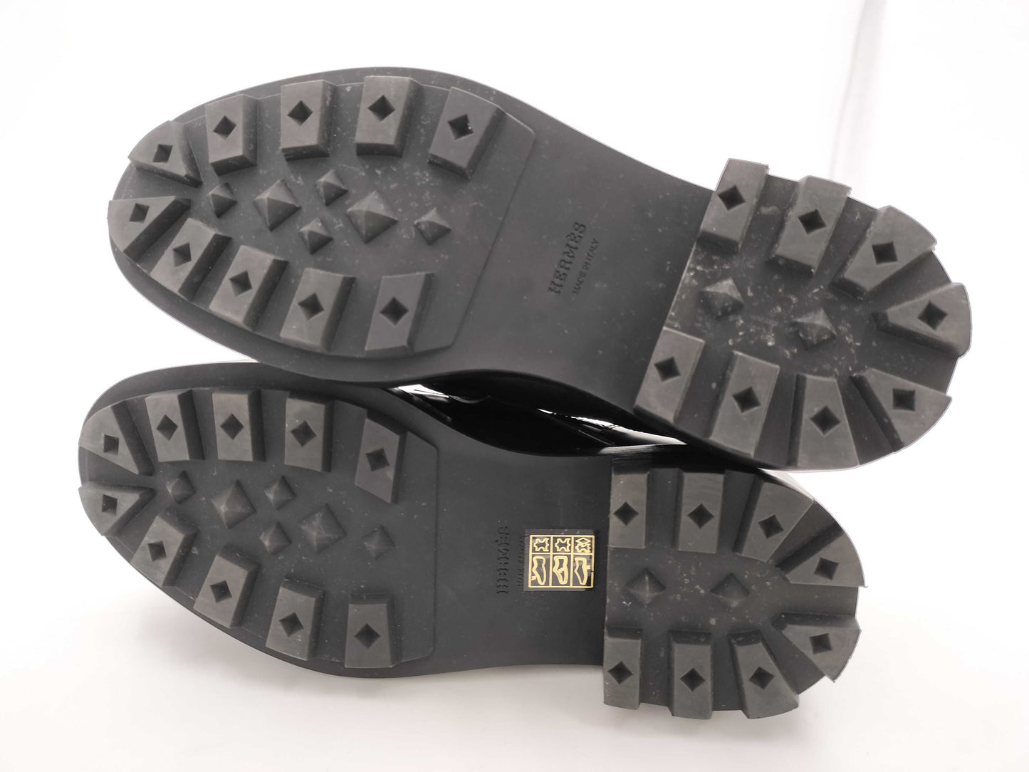 HERMES Kelly Short Boots Derby First Black Loafers