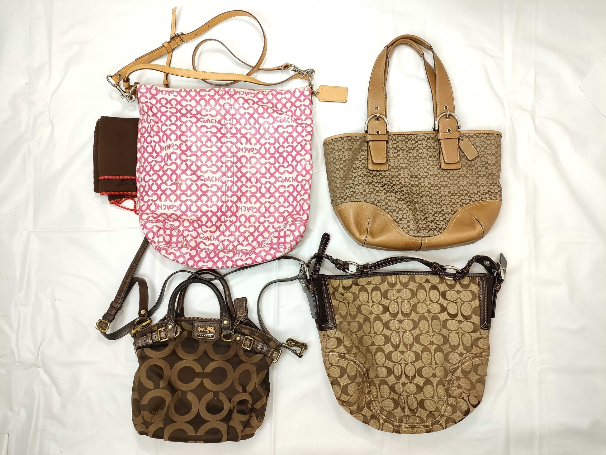 COACH Signature 18651/6279/6383/13341 Hand Tote and other 4-piece handbag set