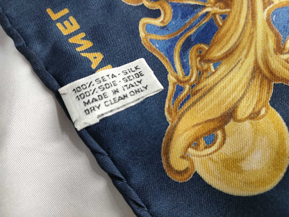 CHANEL Wheat/Floral Scarf with Stain
