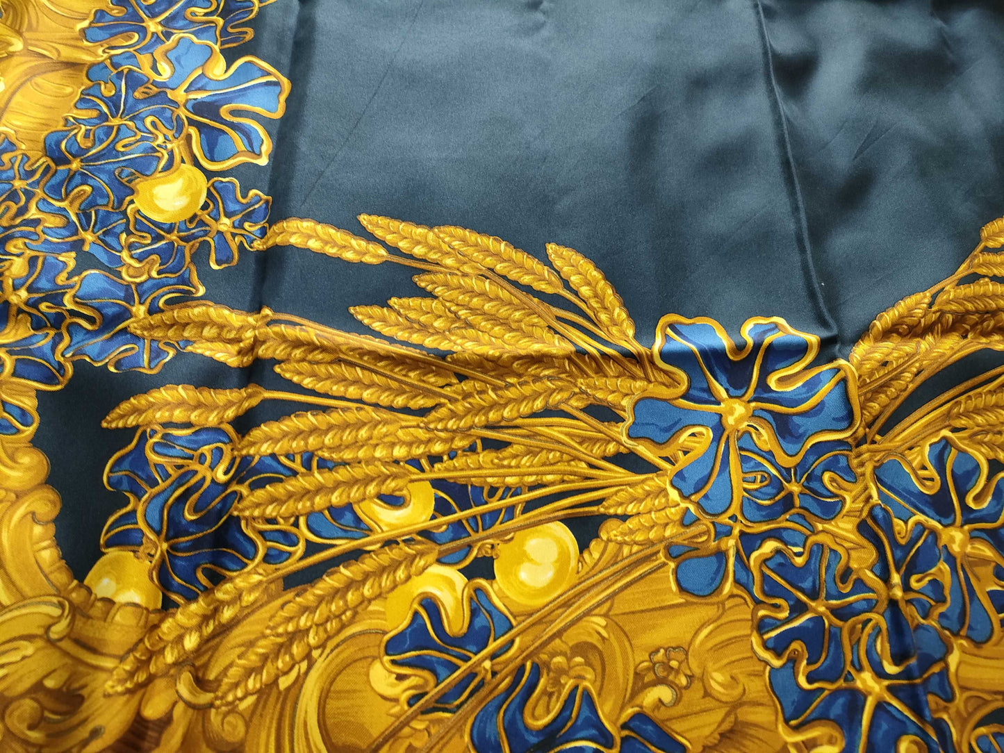CHANEL Wheat/Floral Scarf with Stain