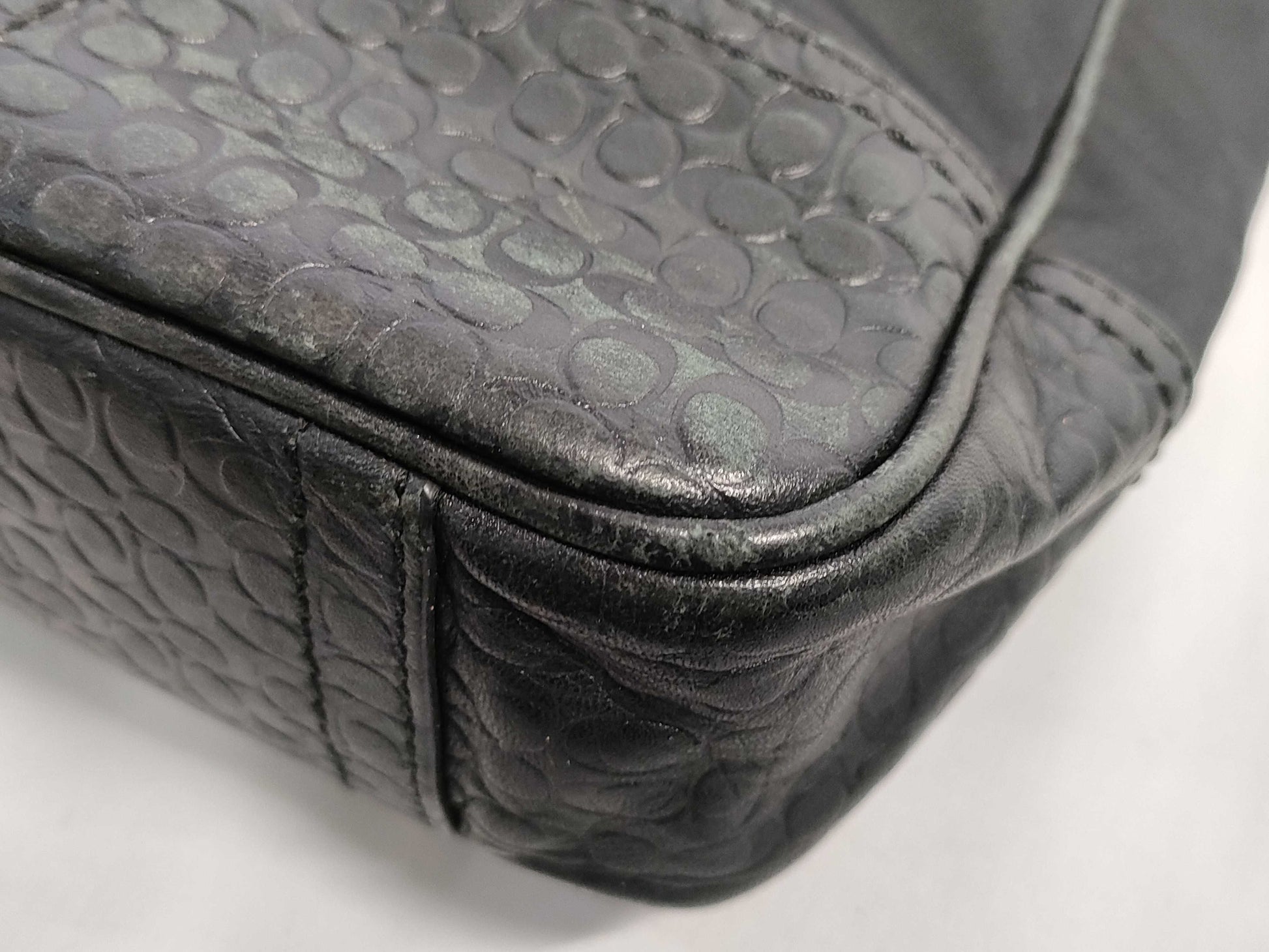 COACH Leather 2-Way Handbag Black F70323 Handbag