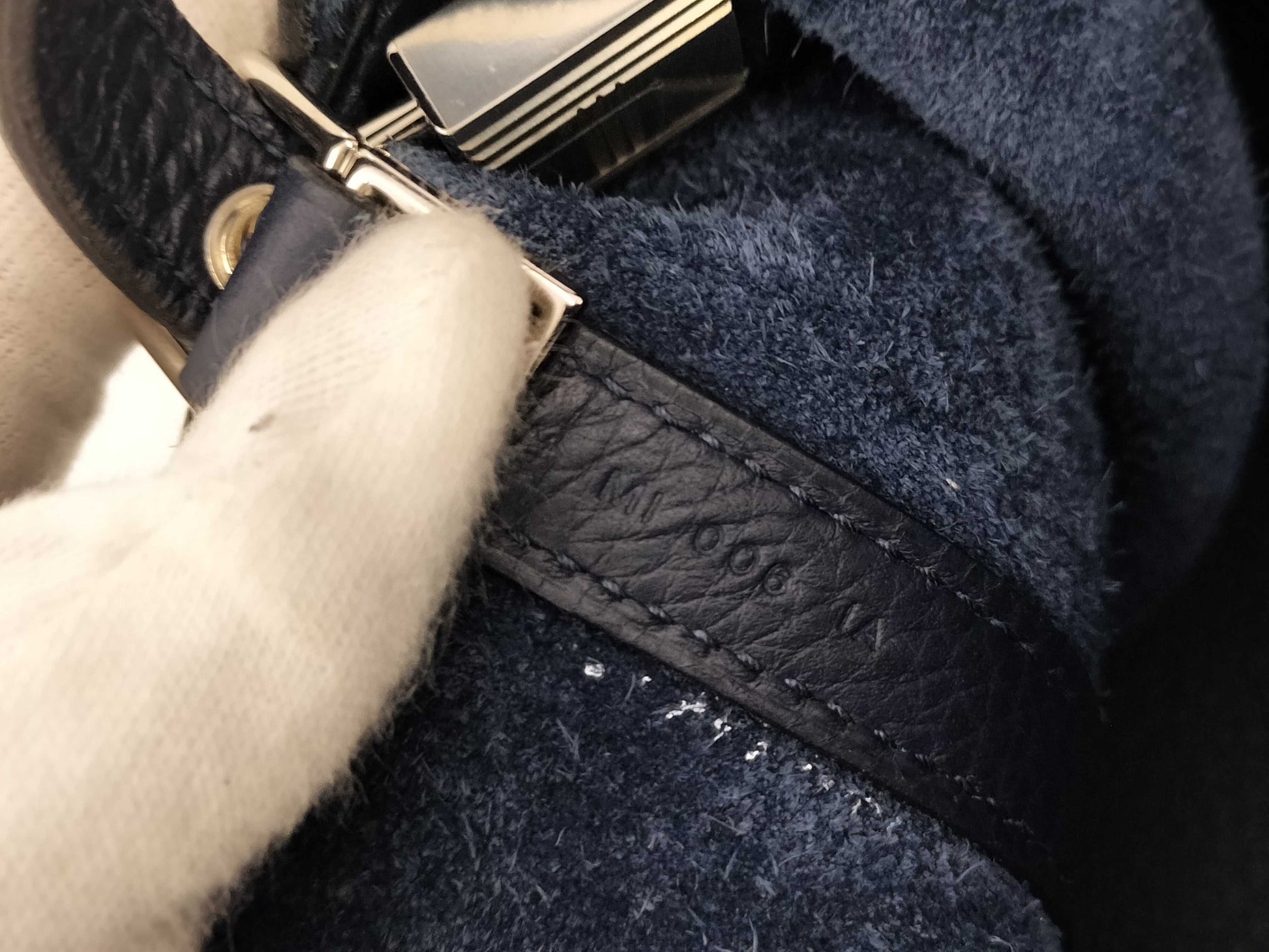 HERMES Picotin Taurillon Clemence Leather Handbag in Navy with Silver Hardware and Y Stamp