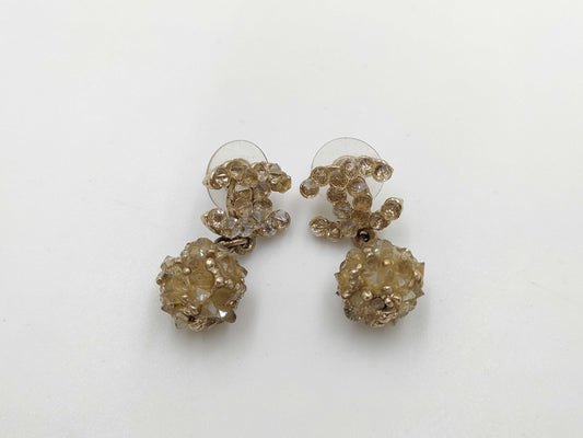 CHANEL A12A Coco Mark Rhinestone Swing Earrings