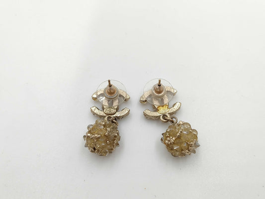 CHANEL A12A Coco Mark Rhinestone Swing Earrings